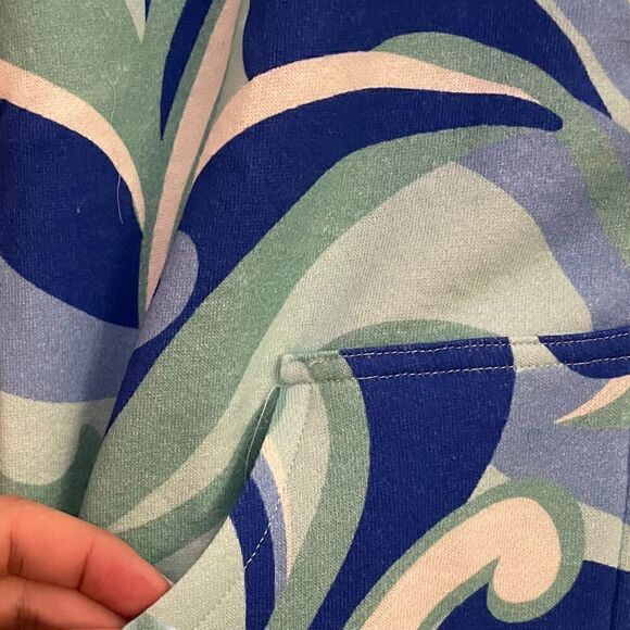 Hill House NWT Allie Zip Up Hoodie with Pockets in Ocean Kaleidoscope Blue XS - Picture 5 of 9